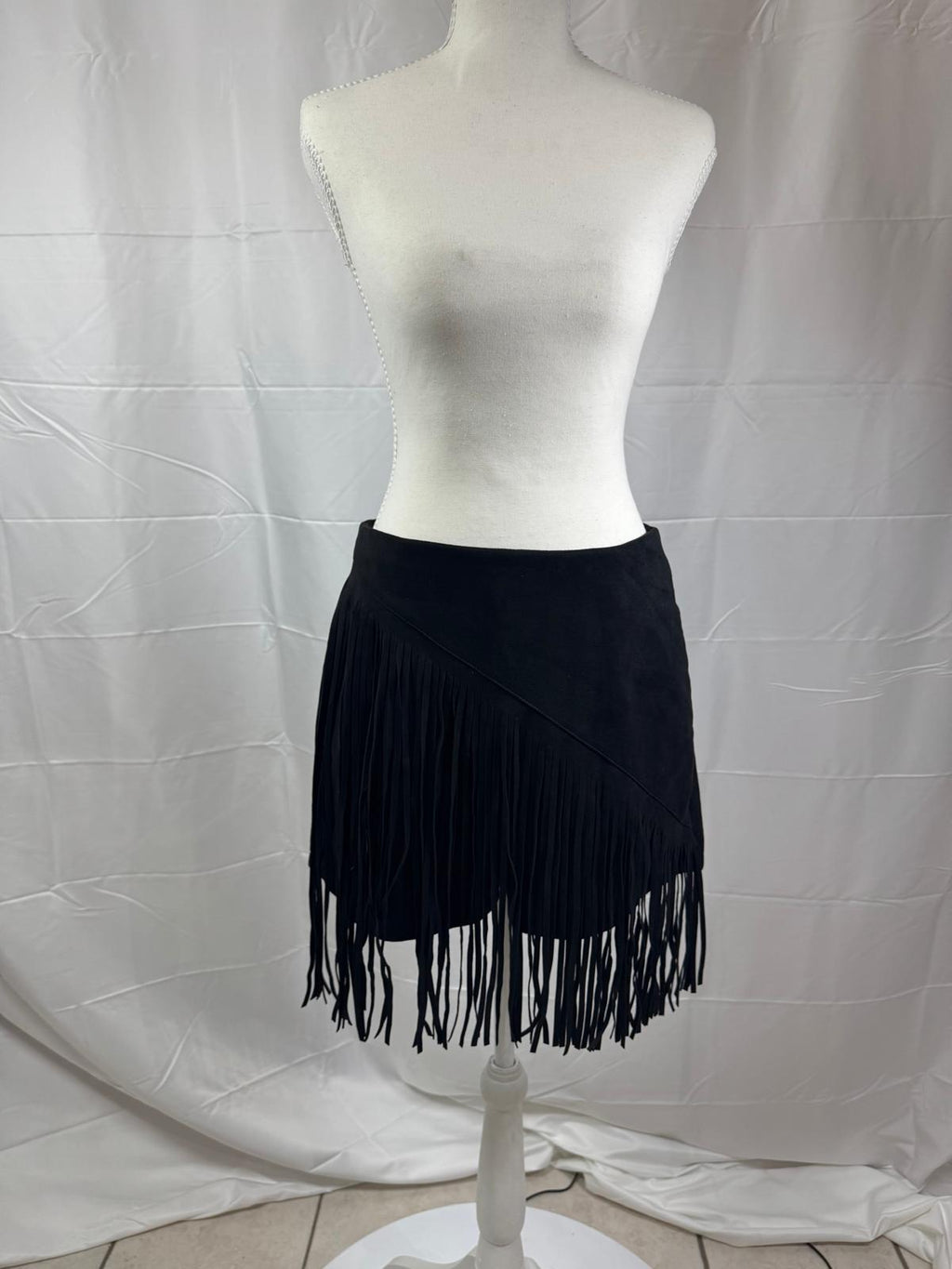 Western Fringe Skort – Black Suedette Cowgirl Boutique Skirt Shorts