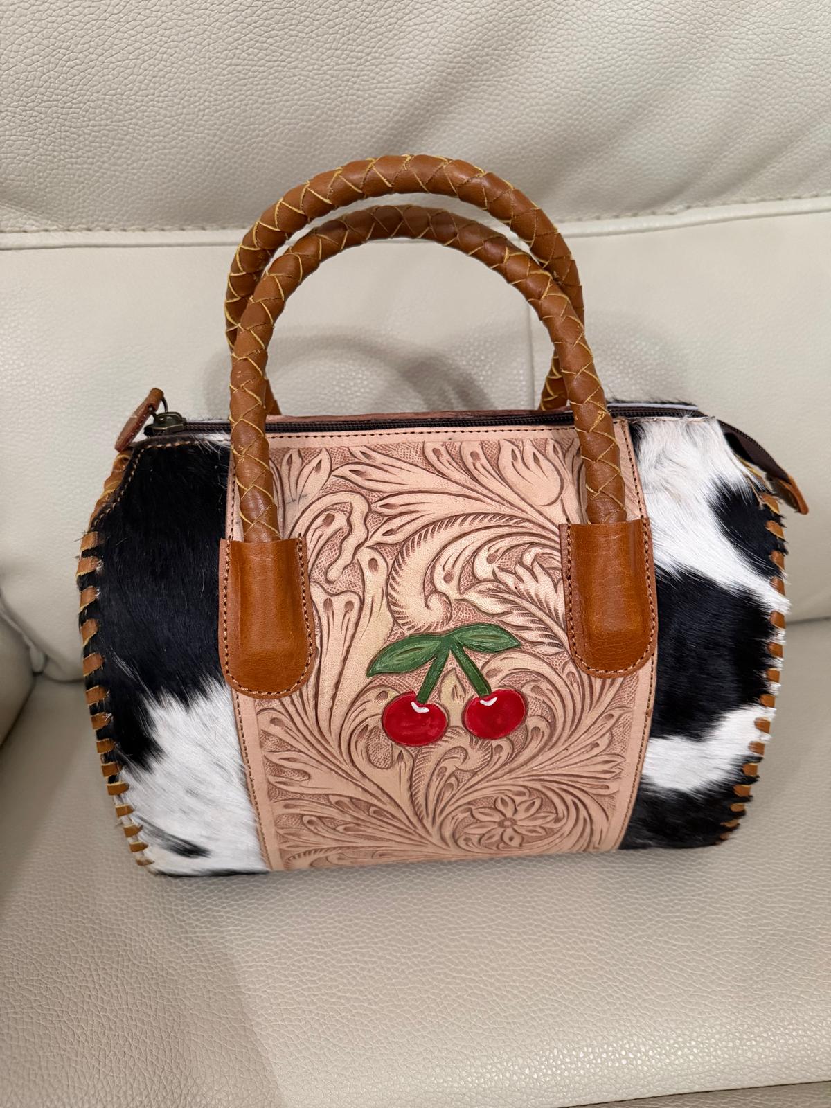 Sweet Cherry Genuine Leather & Hair-on-Hide Speedy Handbag