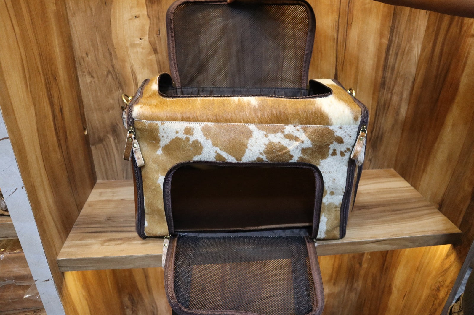 Ranch Rover Cowhide Pet Carrier