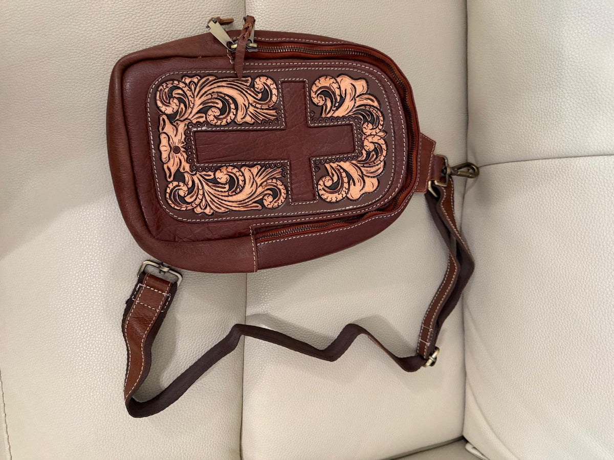 Faith & Grace Crossbody – Genuine Leather Tooled Western Crossbody Handbag