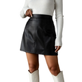 Midnight Faux Leather A-Line Skort