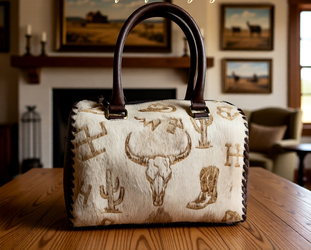 The Branded Belle Speedy – Western Ranch Brand Hair-on-Hide Speedy Handbag
