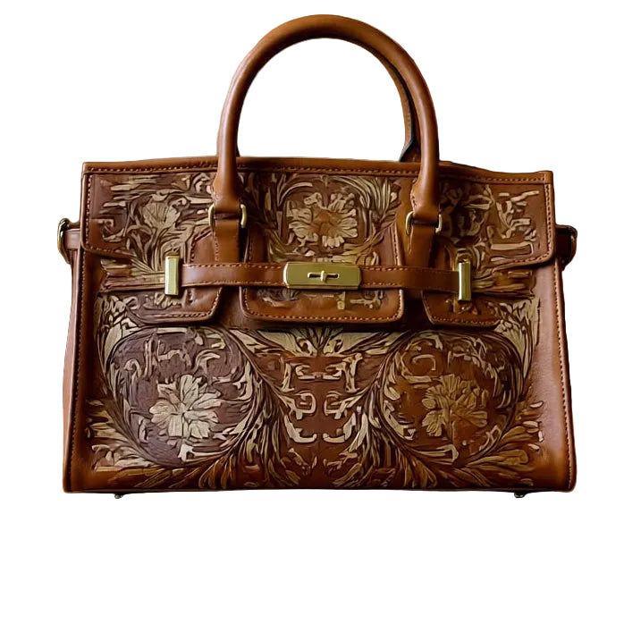 Kensington Rose Western Handbag – Structured Top Handle Satchel