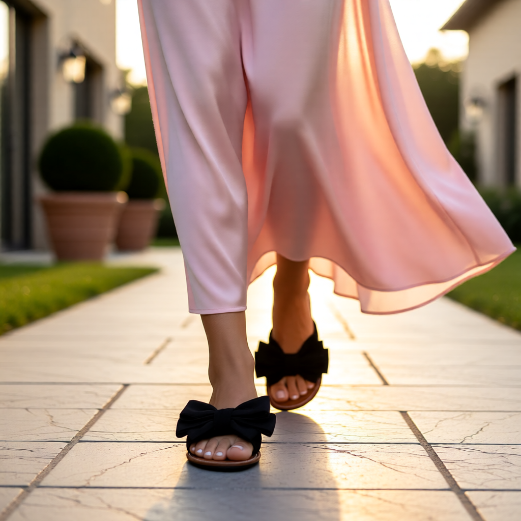 Sweetheart Bow Flat Slide Sandals