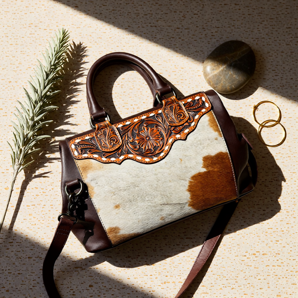 The Aspen Belle– Cowhide & Tooled Leather Satchel