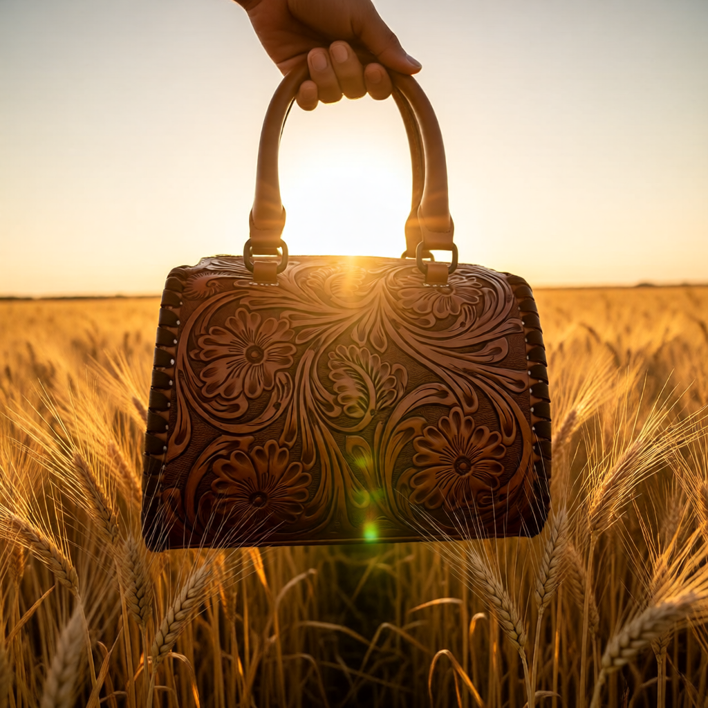 The Amarillo Rose – Hand-Tooled Leather Handbag