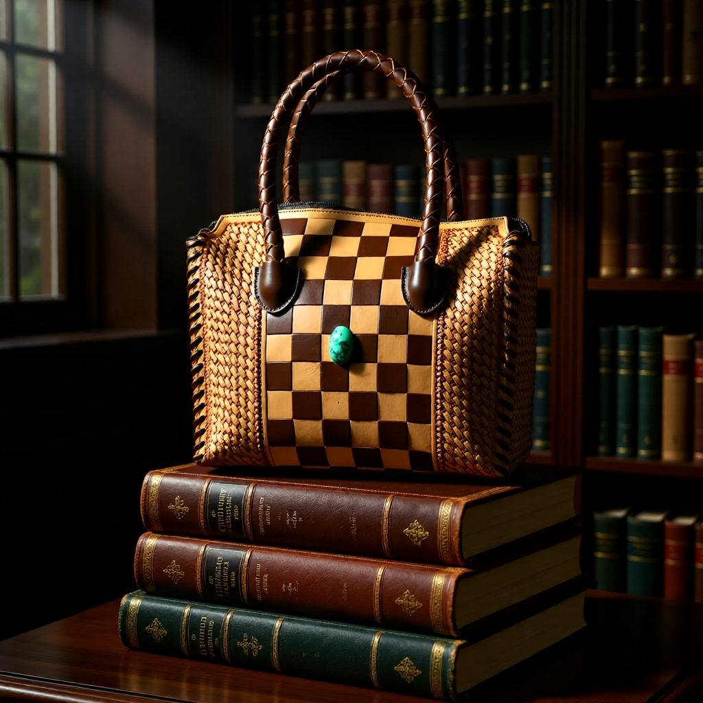 The Santa Fe Checkmate – Hand Painted Leather & Turquoise Handbag