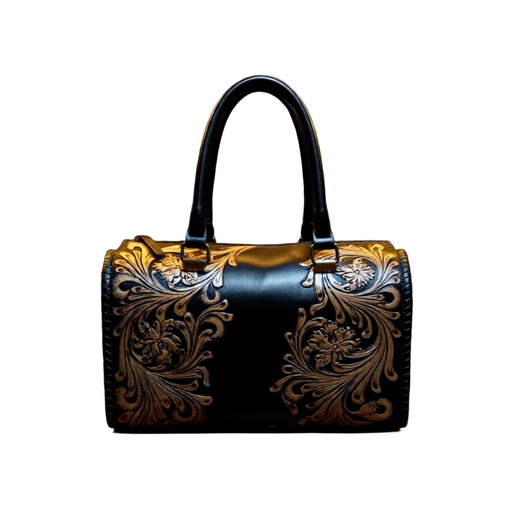 The Midnight Belle – Hand-Tooled Leather Handbag