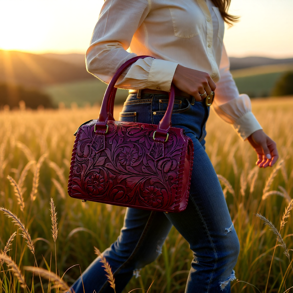 Wild Rose Collection Fusha Tooled Leather Speedy Bag