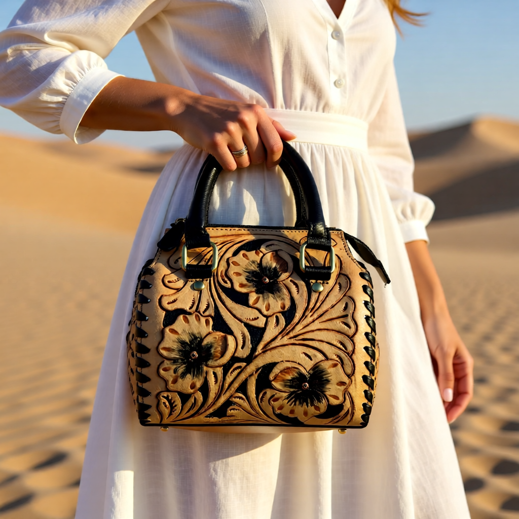 Prairie Blossom Collection  Floral Tooled Leather Speedy Bag
