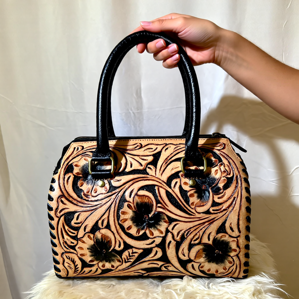Prairie Blossom Collection  Floral Tooled Leather Speedy Bag