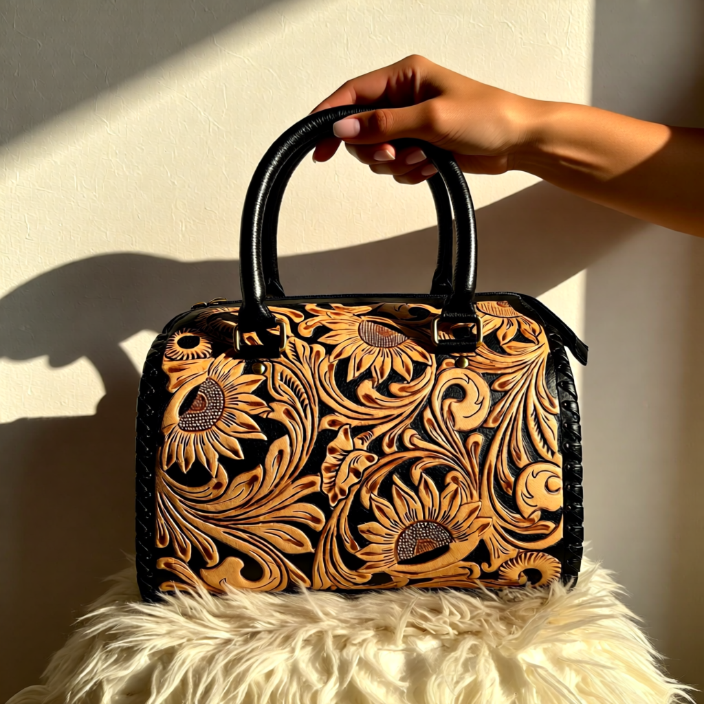 Sunflower Ridge Collection Hand Tooled  Speedy Handbag
