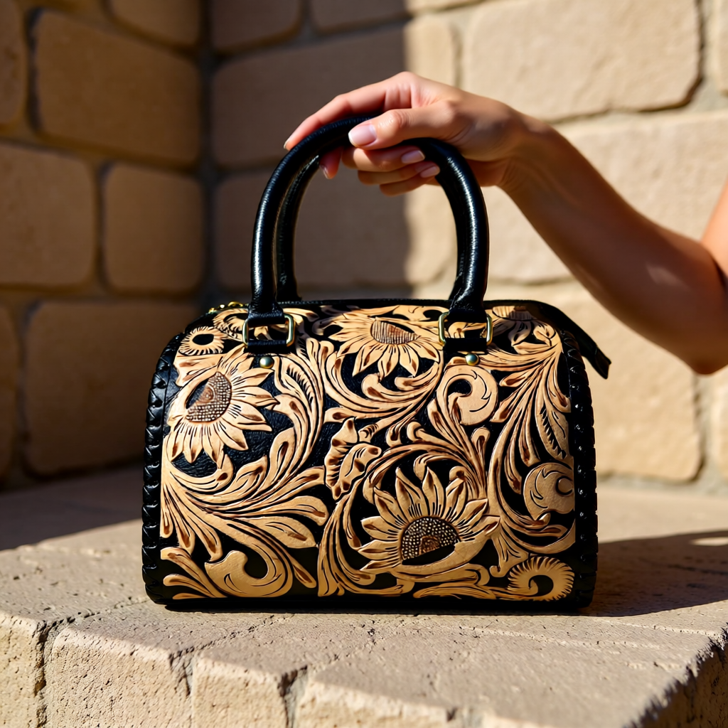 Sunflower Ridge Collection Hand Tooled  Speedy Handbag