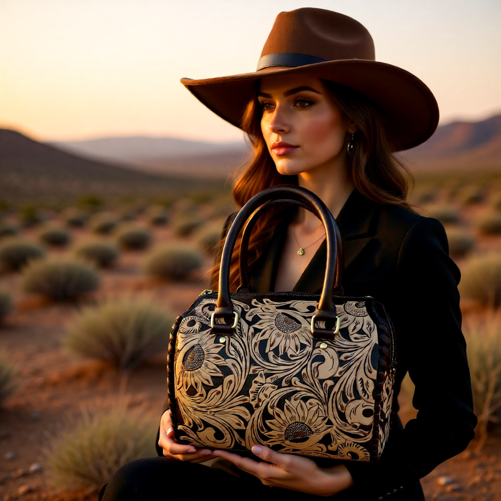 Sunflower Ridge Collection Hand Tooled  Speedy Handbag