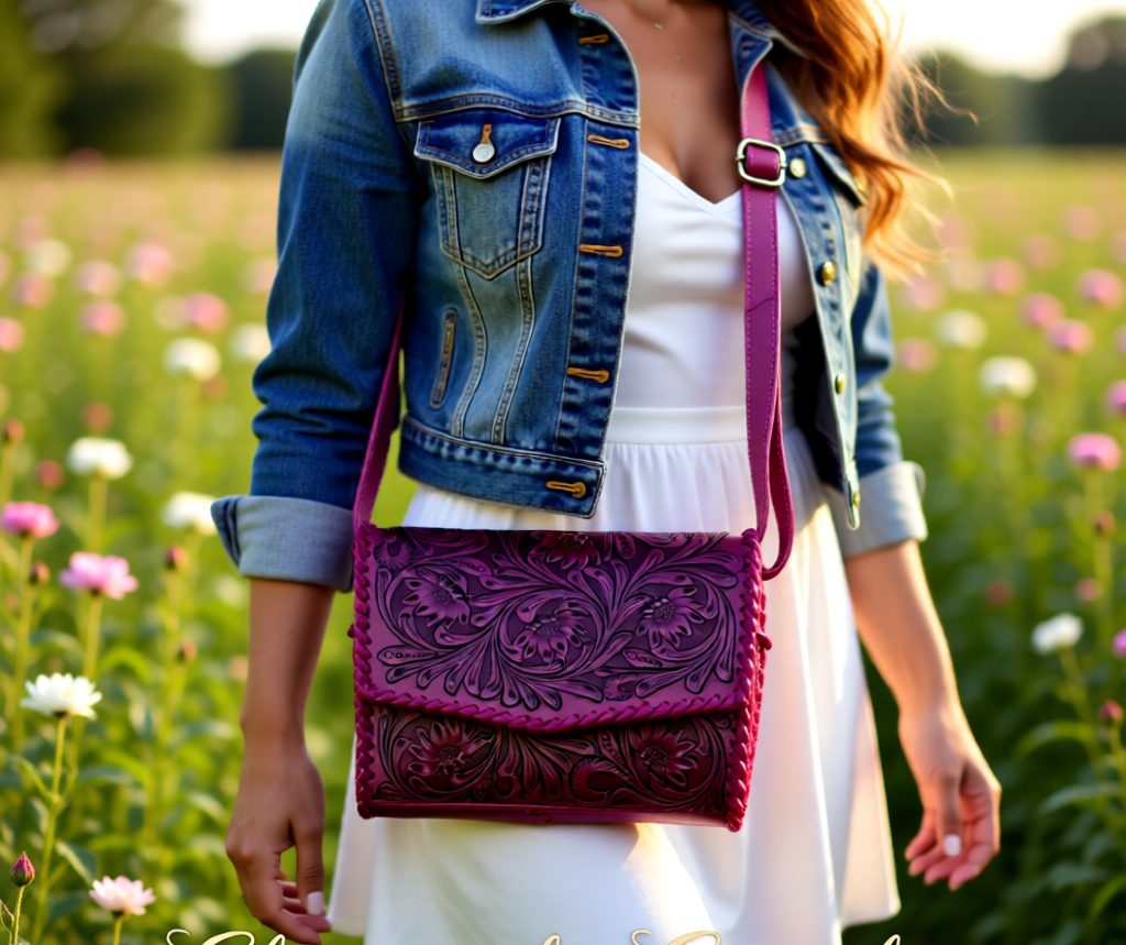 Wild Rose Clutch | Hand-Tooled Western Clutch with Crossbody Strap