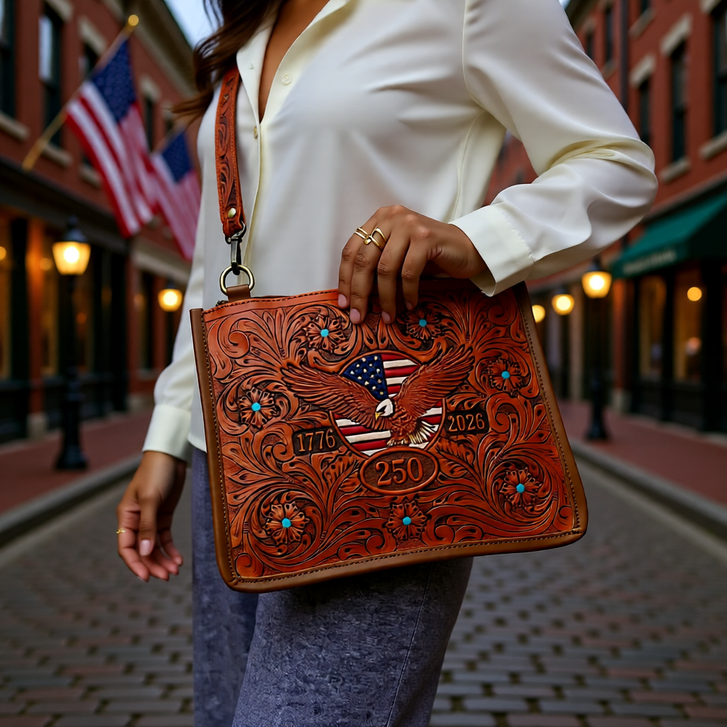 America 250 Limited Edition Tooled Leather Crossbody Bag