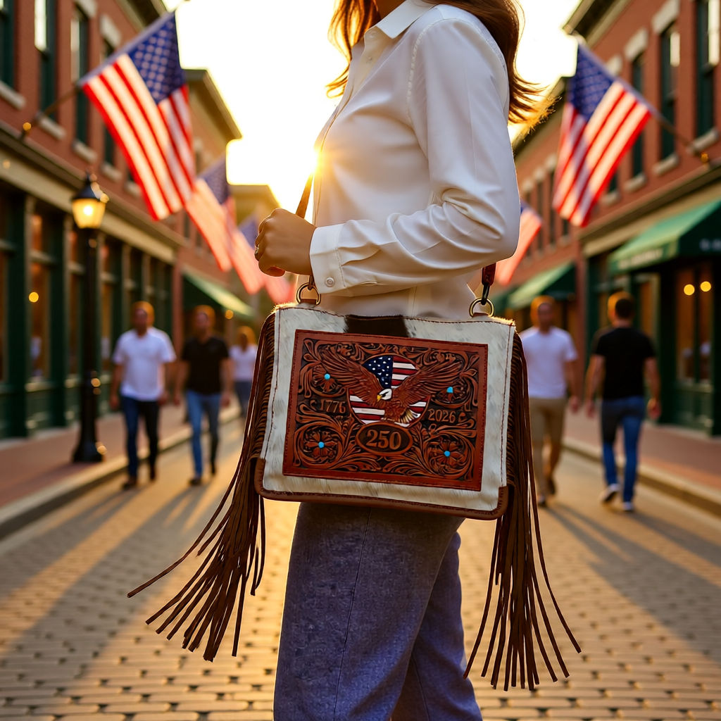 America 250 Limited Edition Tooled Leather Crossbody Bag