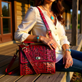 Lone Star Romance Tooled Leather Messenger Bag