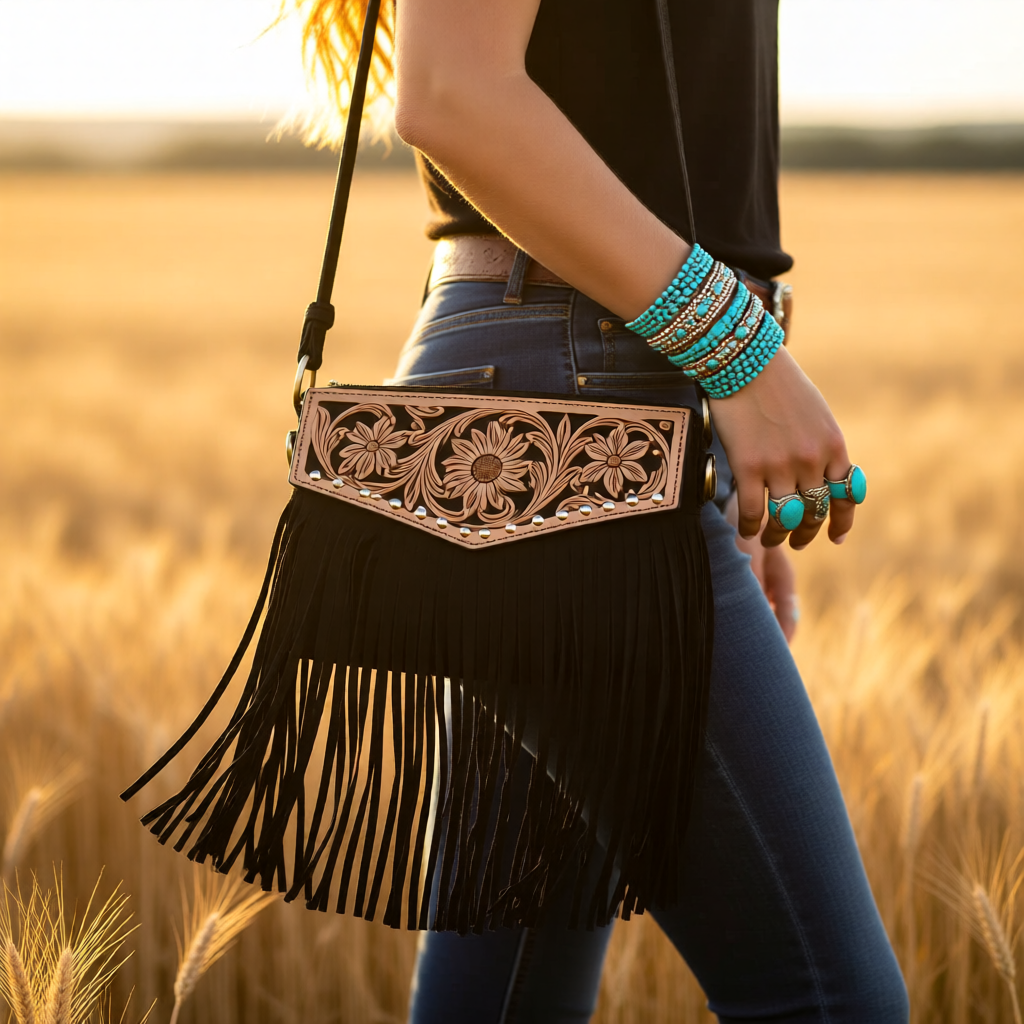 Midnight Mesa Fringe Crossbody Bag