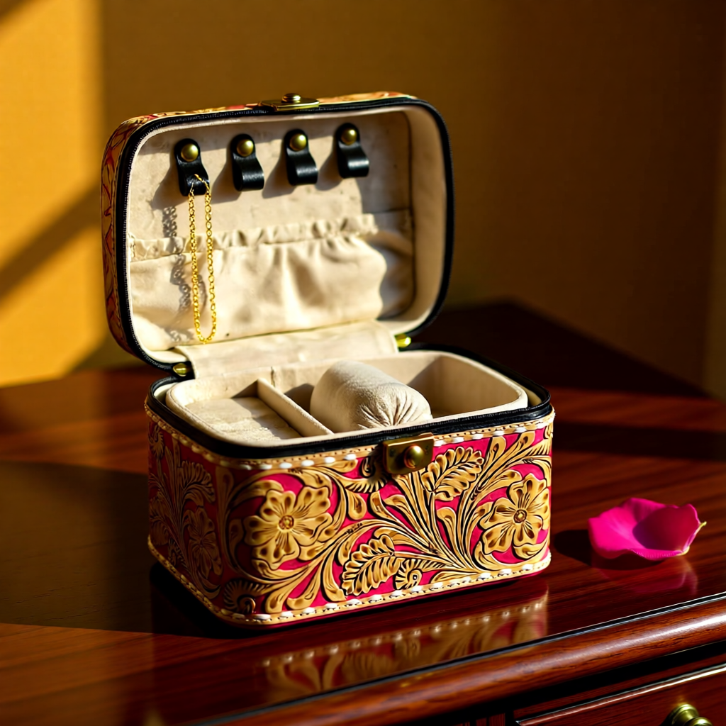Keepsake Bloom Tooled Leather Jewelry Case