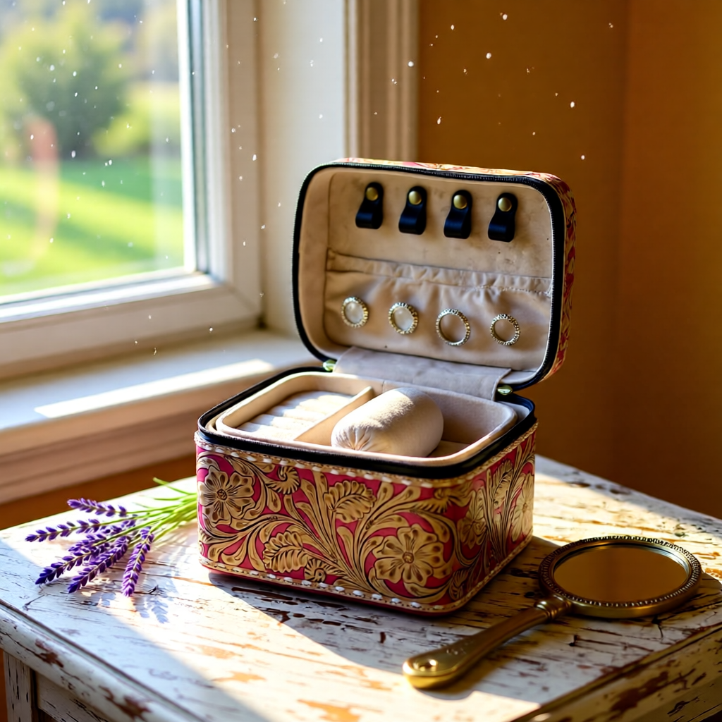 Keepsake Bloom Tooled Leather Jewelry Case