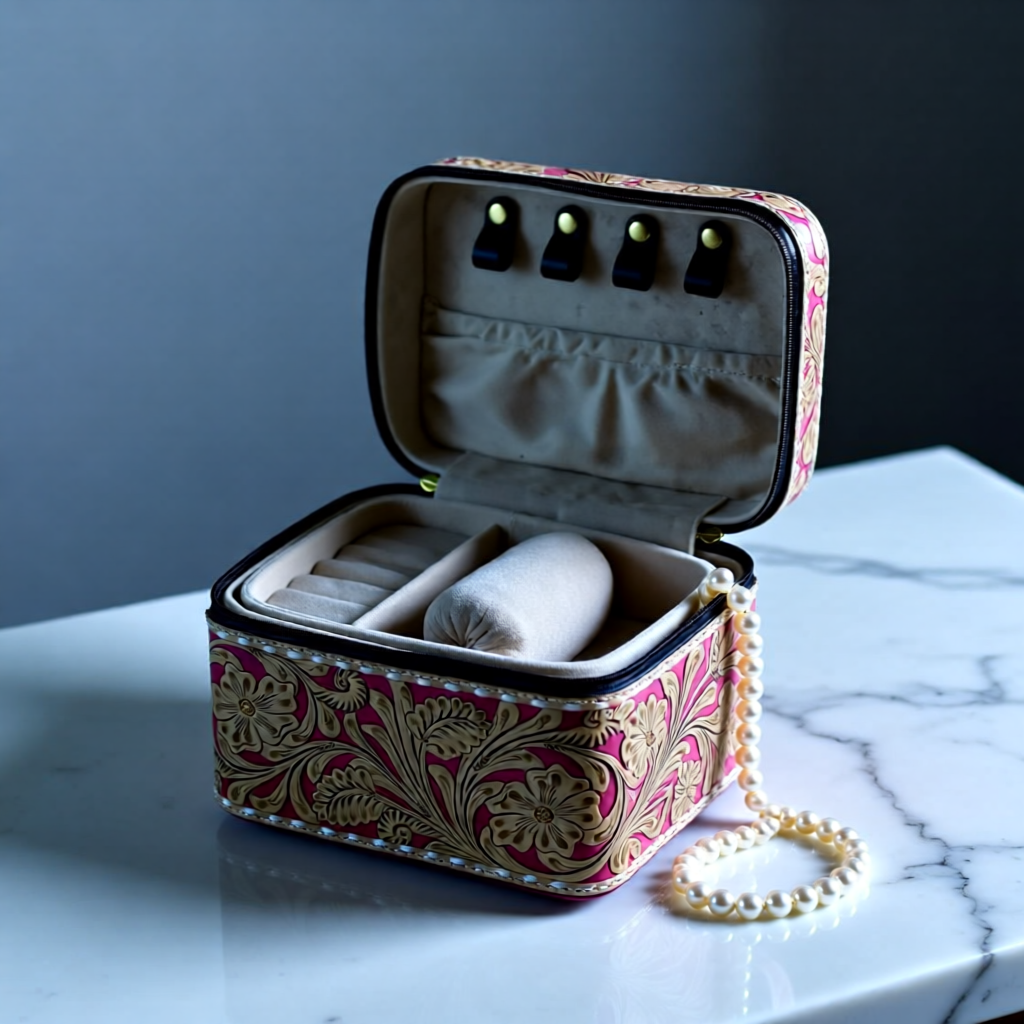 Keepsake Bloom Tooled Leather Jewelry Case