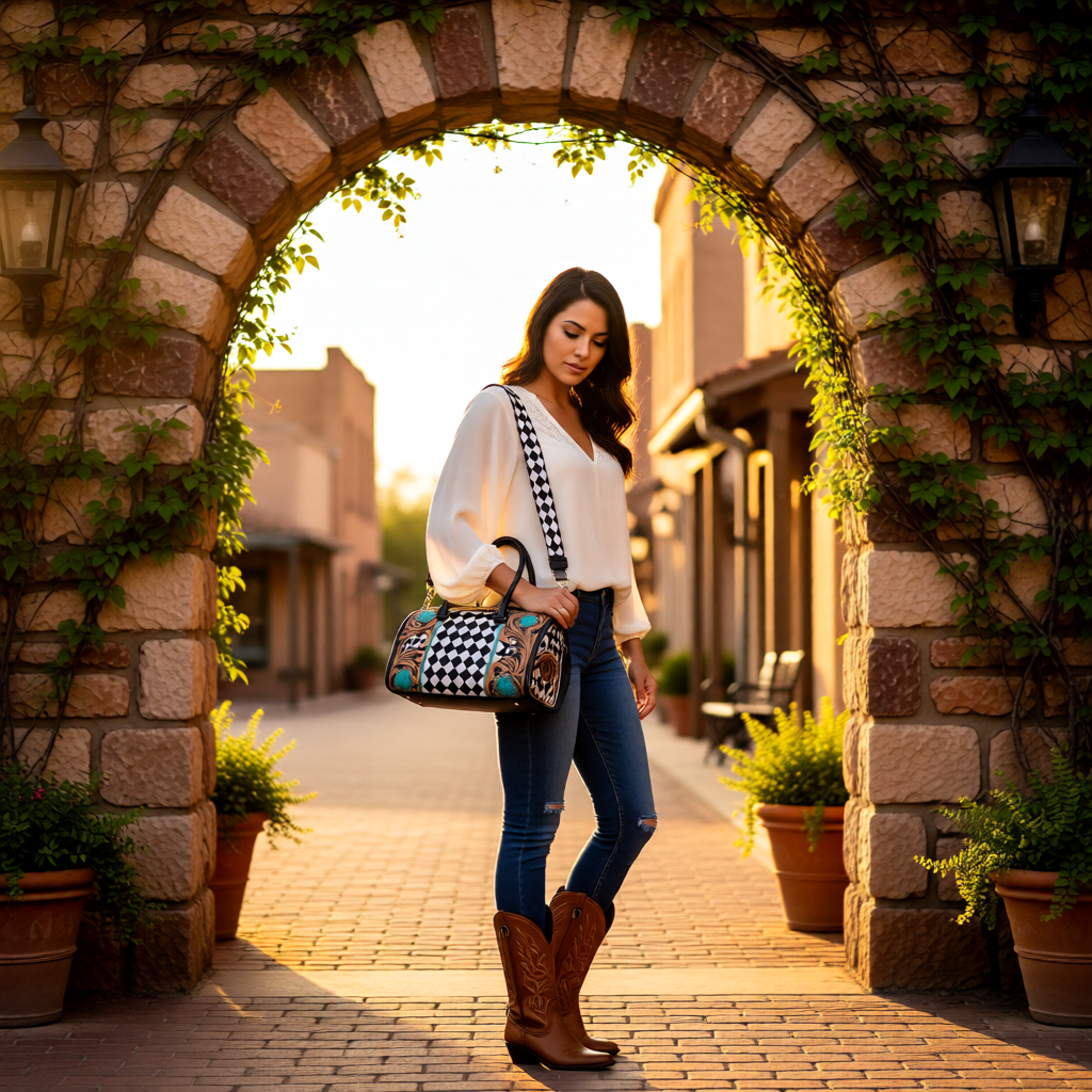 Diamond Creek Tooled Leather Speedy Bag