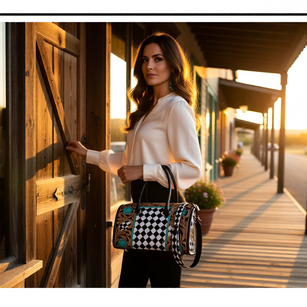 Diamond Creek Tooled Leather Speedy Bag