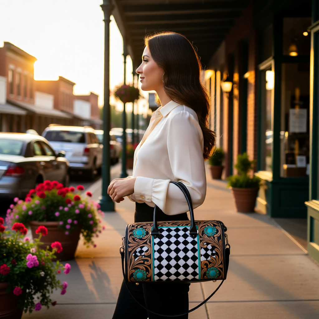 Diamond Creek Tooled Leather Speedy Bag