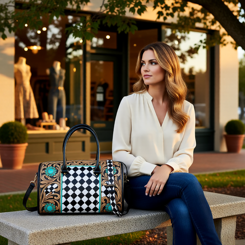 Diamond Creek Tooled Leather Speedy Bag