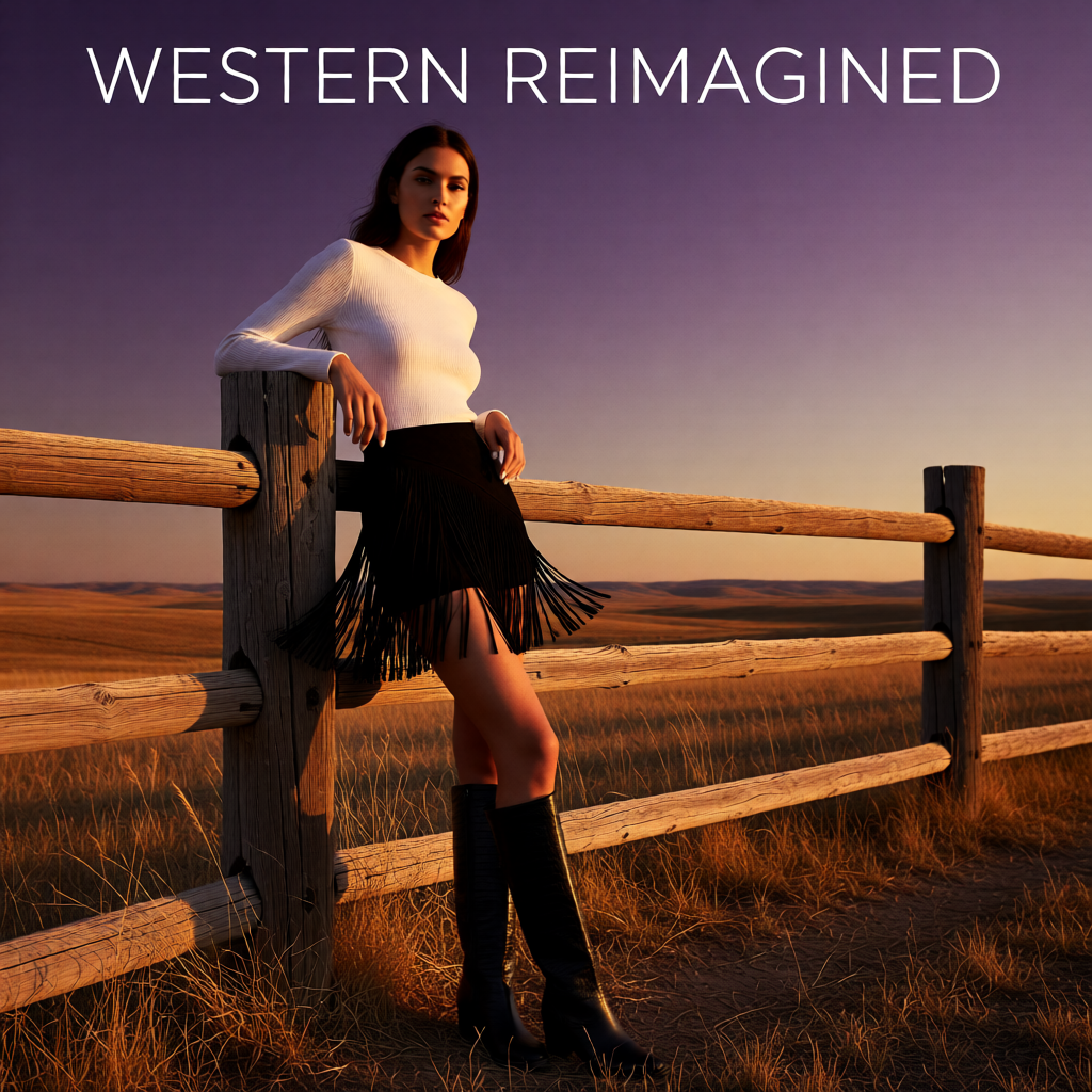 Western Fringe Skort – Black Suedette Cowgirl Boutique Skirt Shorts