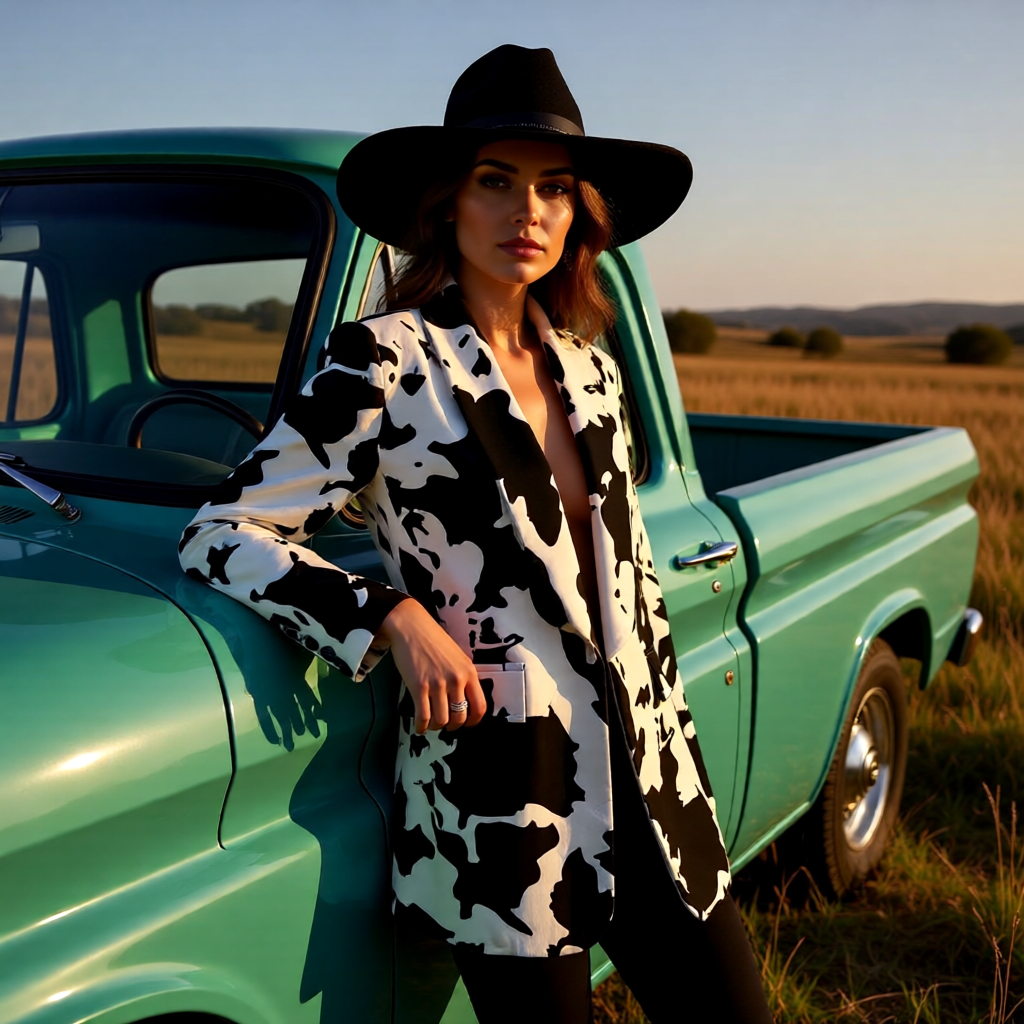 Western Cowhide Print Blazer – Cowgirl Boutique Statement Jacket