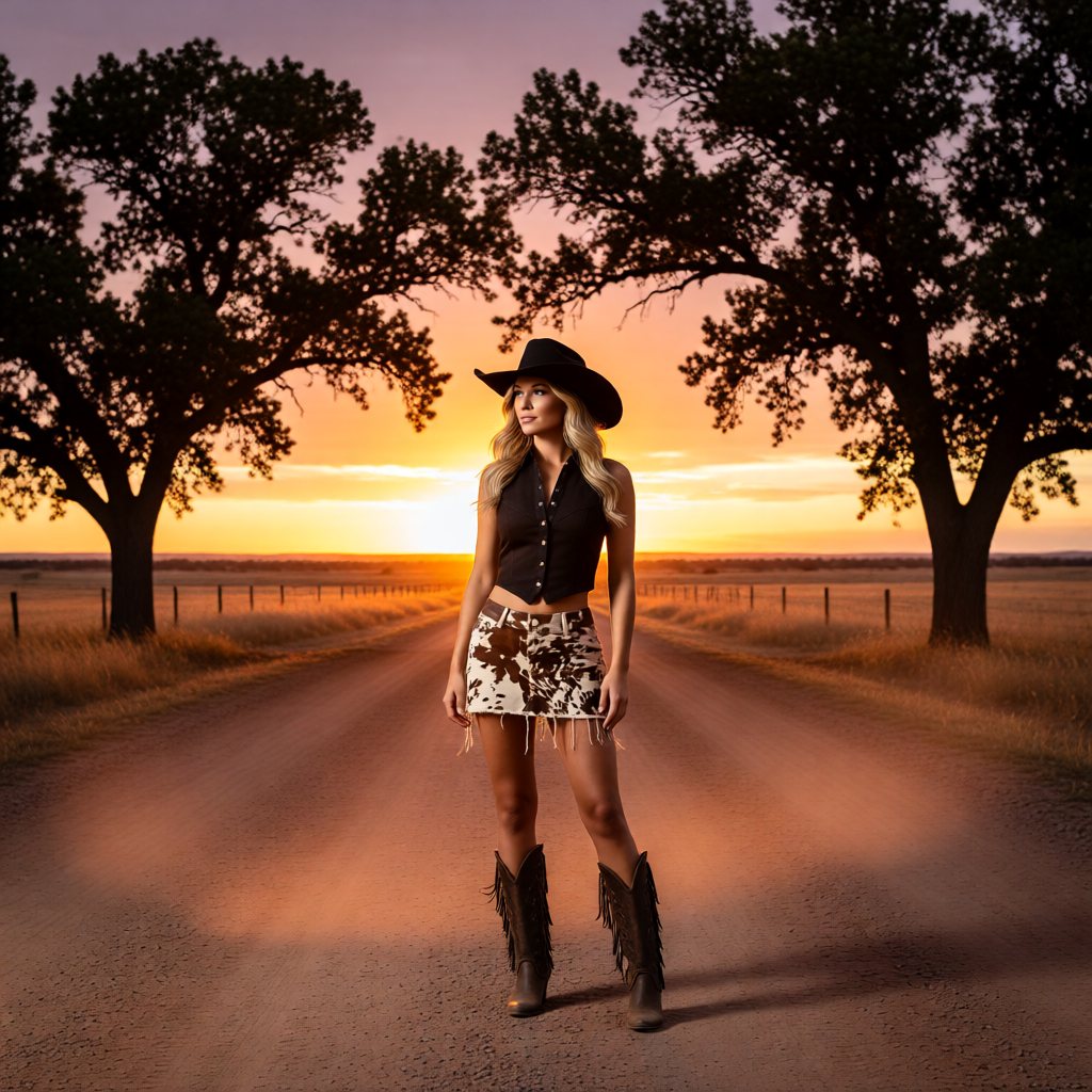 Western Cowhide Print Denim Mini Skirt – Cowgirl Boutique Statement Skirt