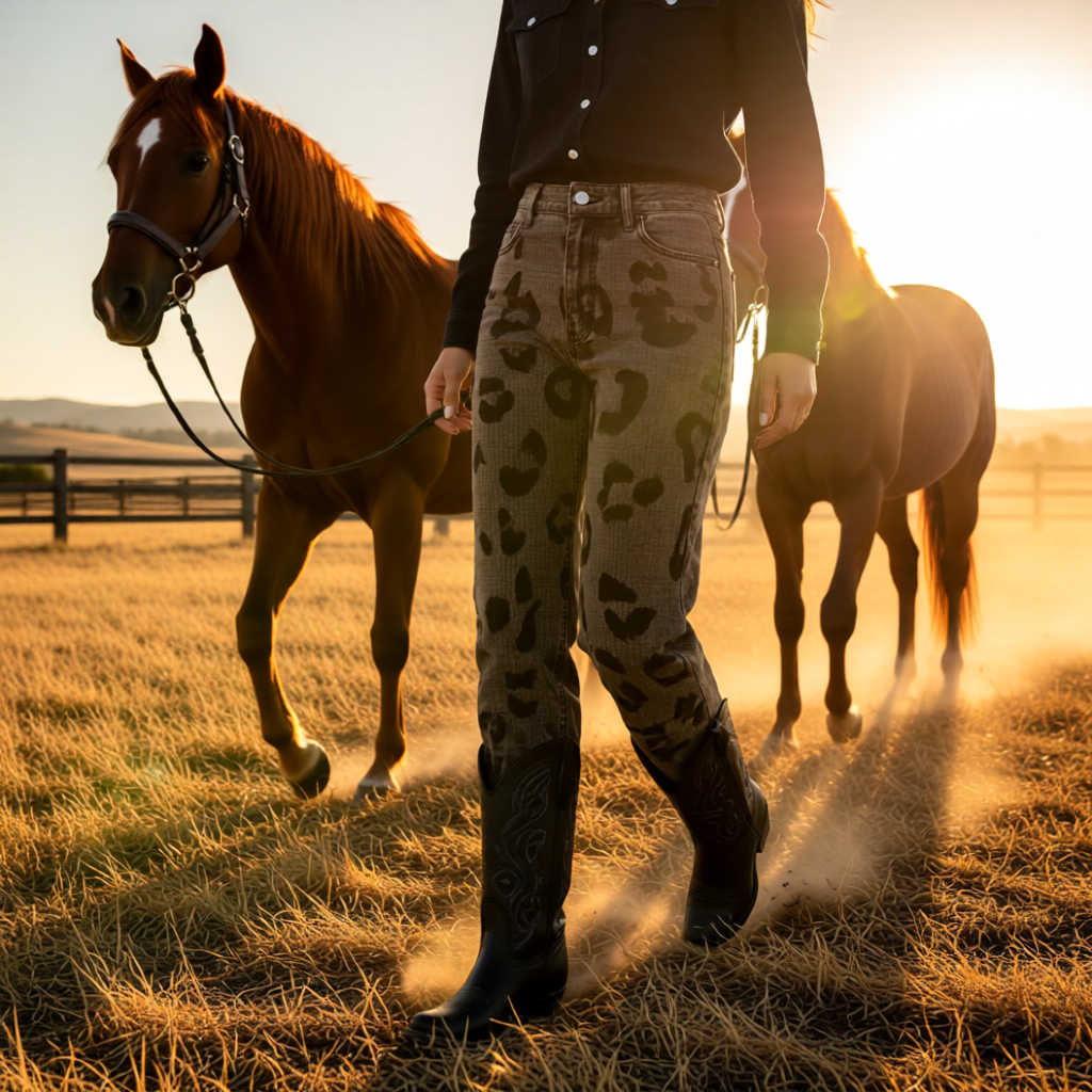 The Delilah Leopard Crystal Denim Jeans