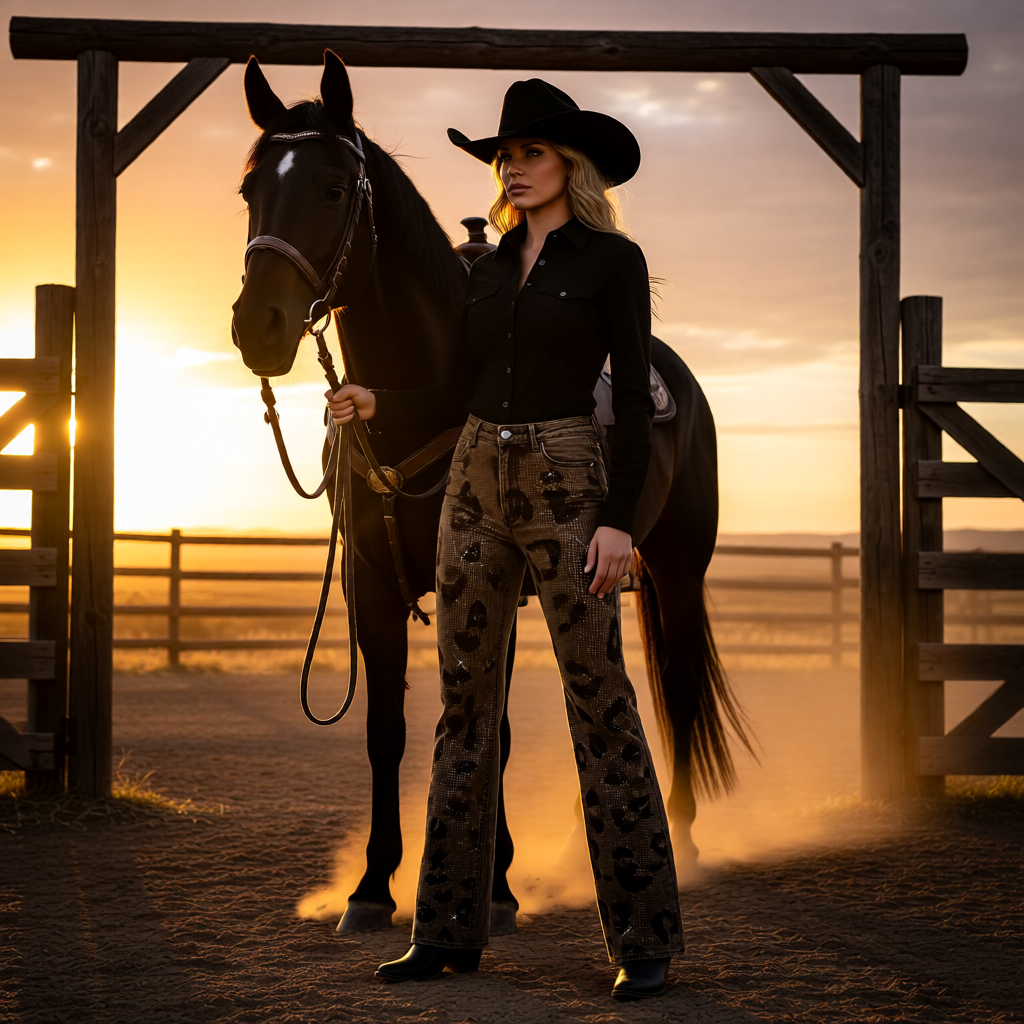 The Delilah Leopard Crystal Denim Jeans