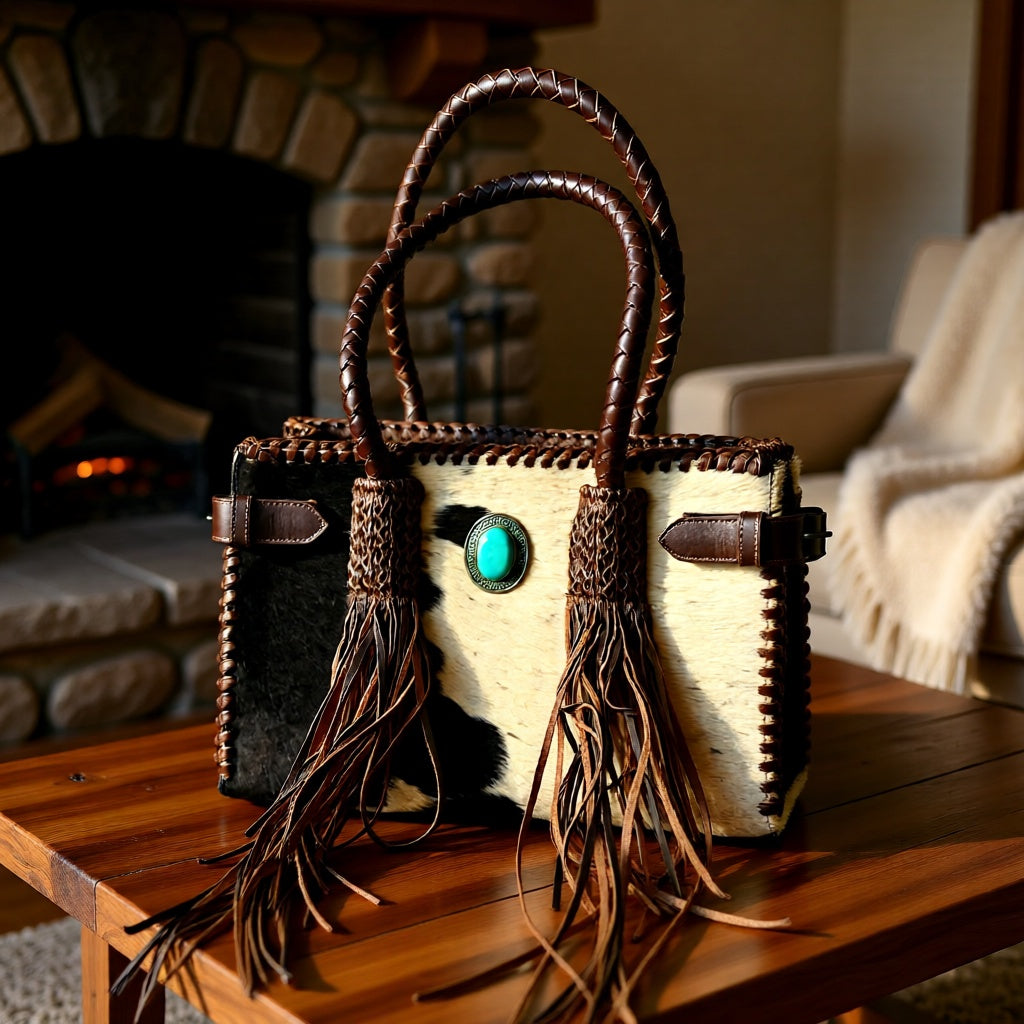 The Dakota Darling Fringe Satchel – Western Cowhide Leather Fringe Handbag