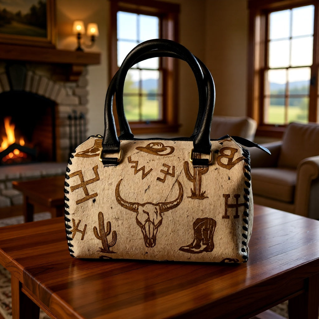 The Branded Belle Speedy – Western Ranch Brand Hair-on-Hide Speedy Handbag