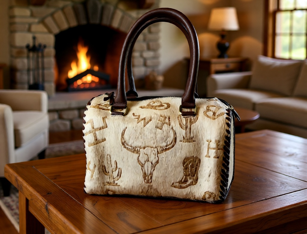 The Branded Belle Speedy – Western Ranch Brand Hair-on-Hide Speedy Handbag
