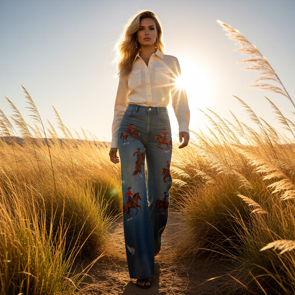 The Desert Rider Western Print Trousers