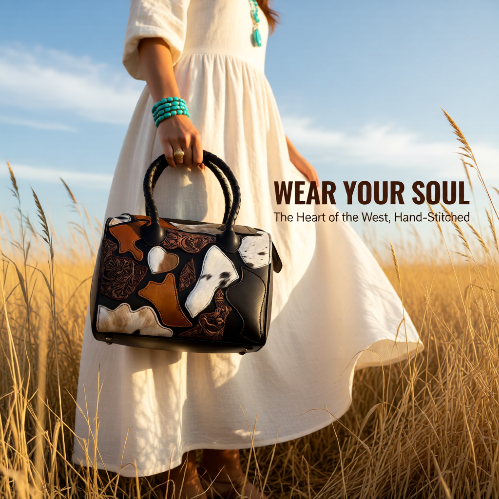 The Patch Heart - Tooled and Hide Handbag