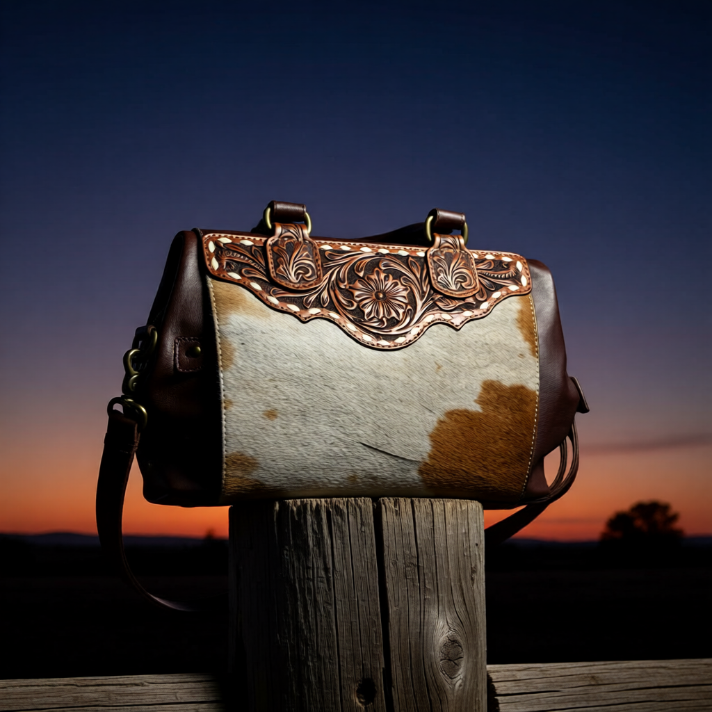 The Aspen Belle– Cowhide & Tooled Leather Satchel