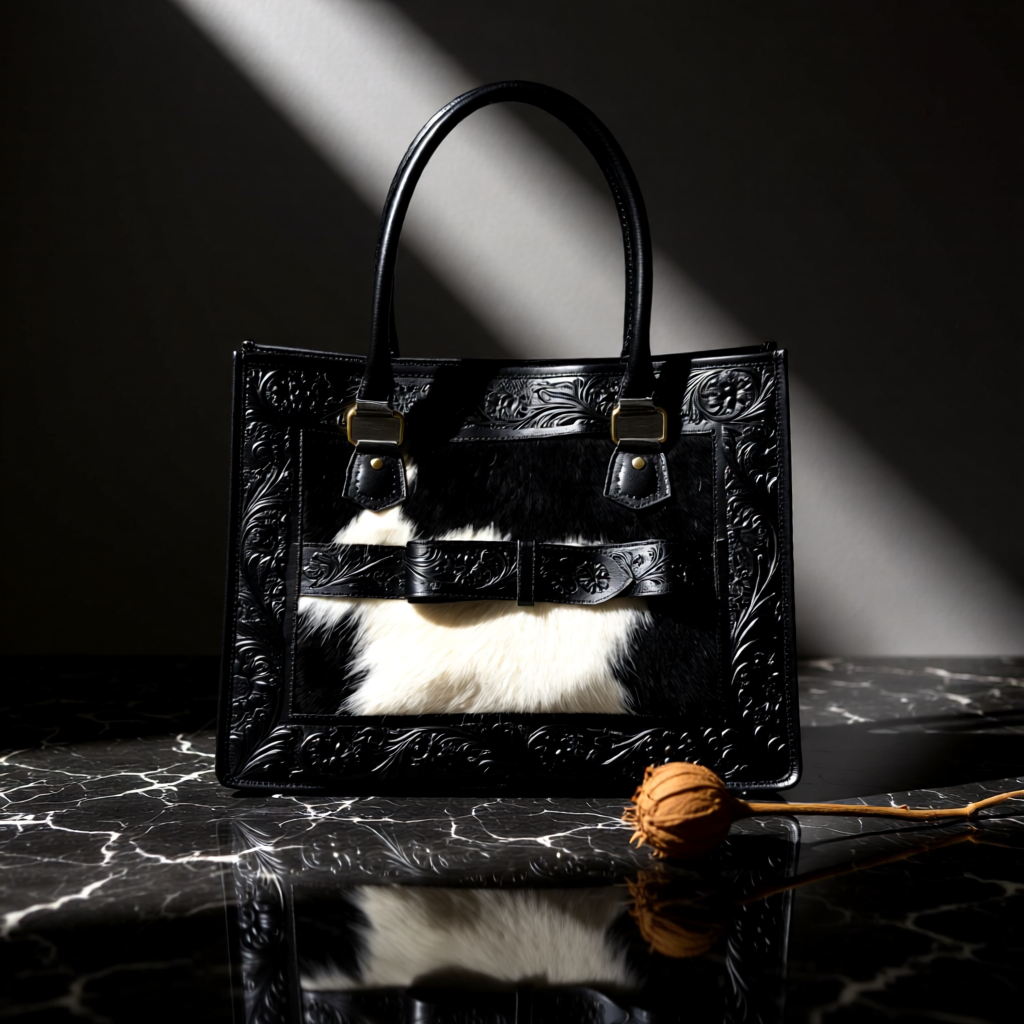 The Buckle Belle – Custom Cowhide Tote