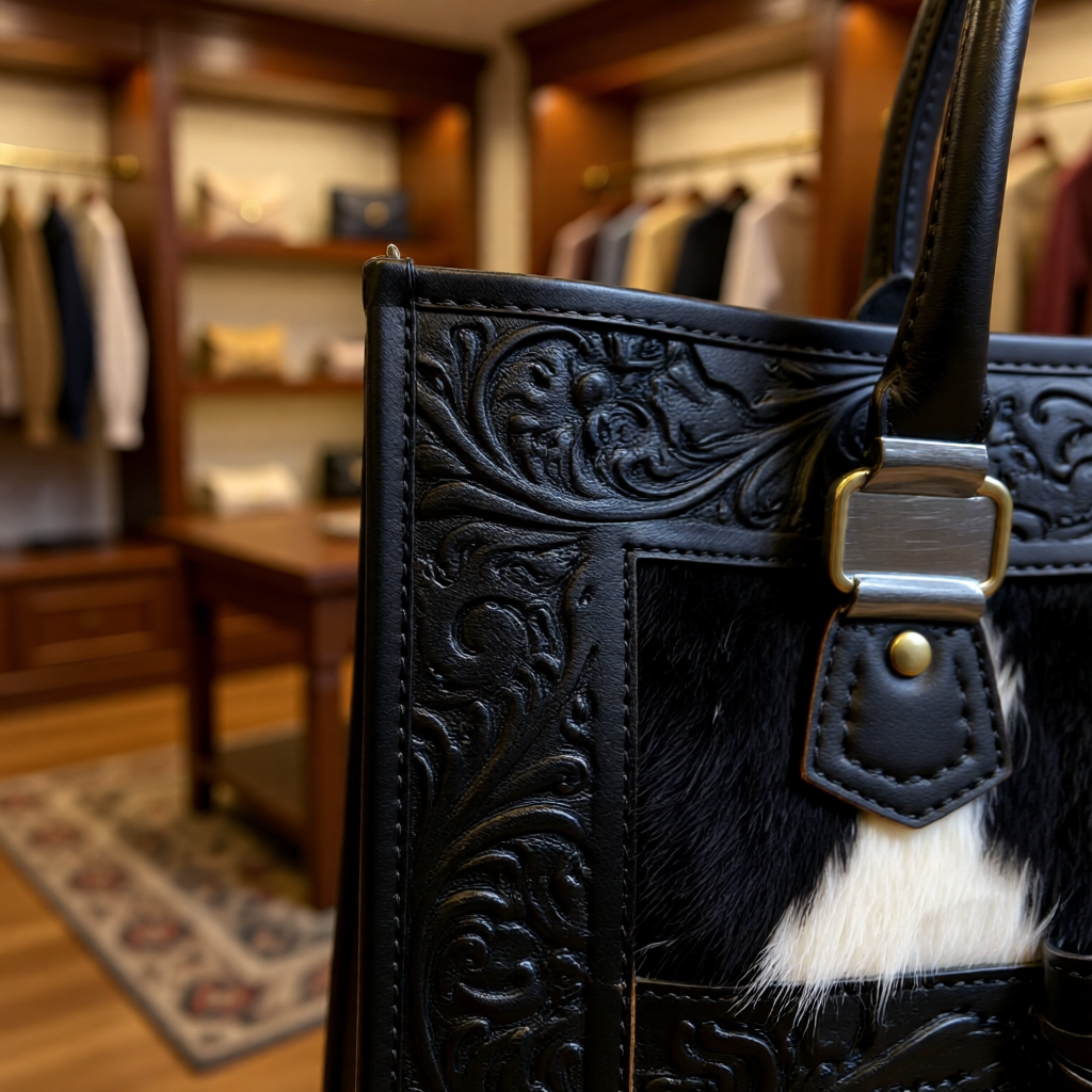 The Buckle Belle – Custom Cowhide Tote