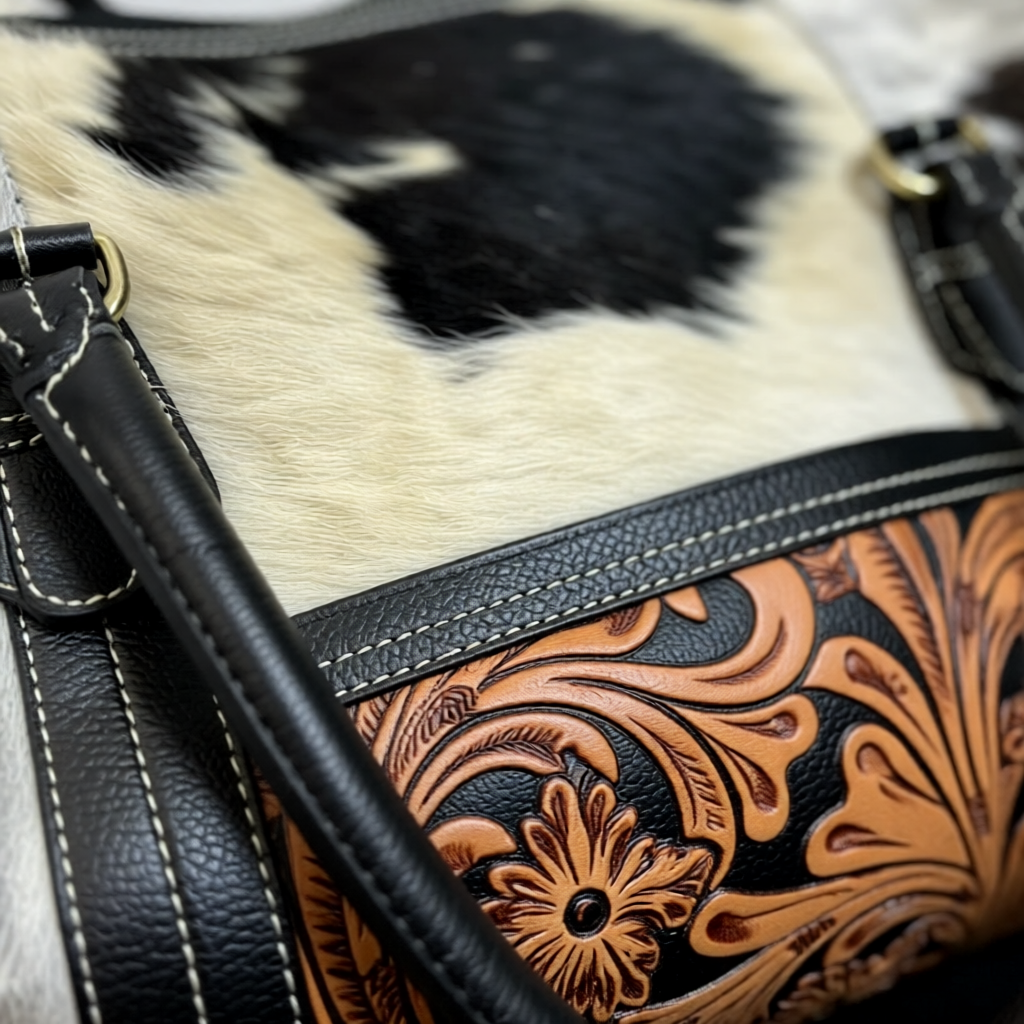 The Rancher’s Weekender – Cowhide & Tooled Leather Duffle
