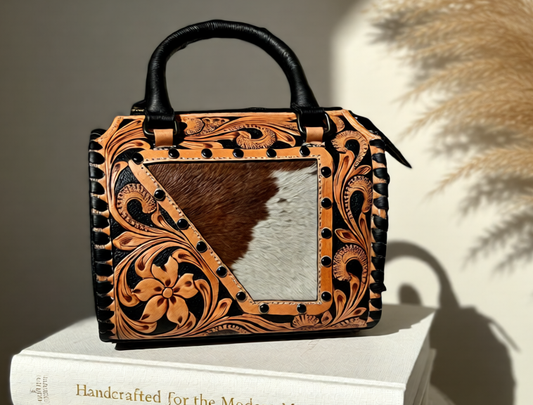 The Little Darling MINI– Tooled Leather & Cowhide Handbag
