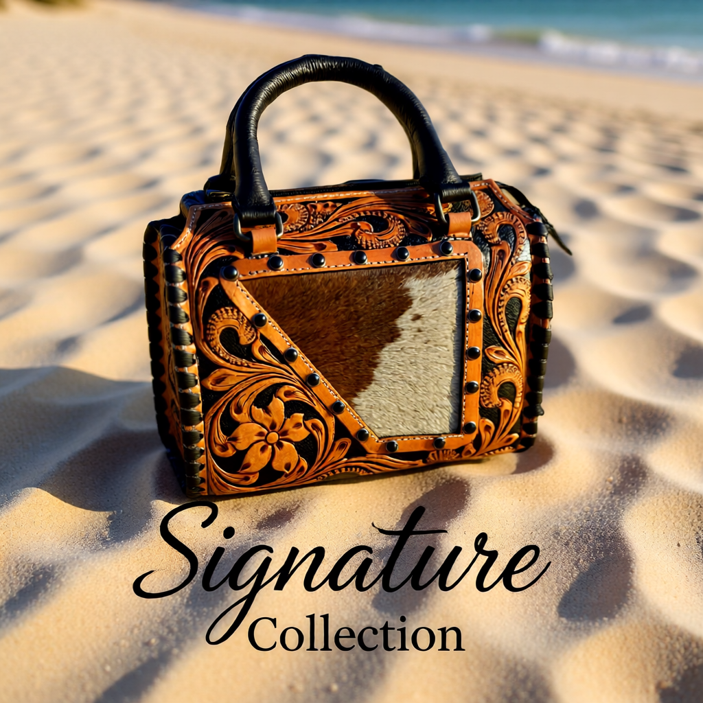 The Little Darling MINI– Tooled Leather & Cowhide Handbag