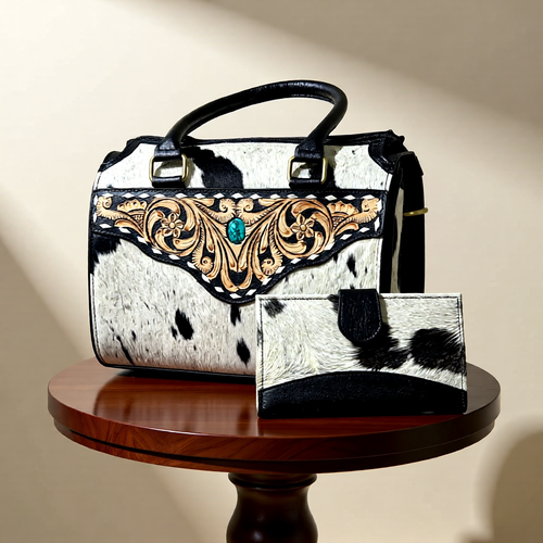 Heritage Collection Cowhide & Hand-Tooled Leather Handbag