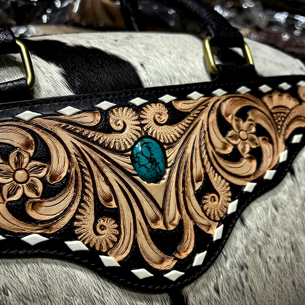 Heritage Collection Cowhide & Hand-Tooled Leather Handbag