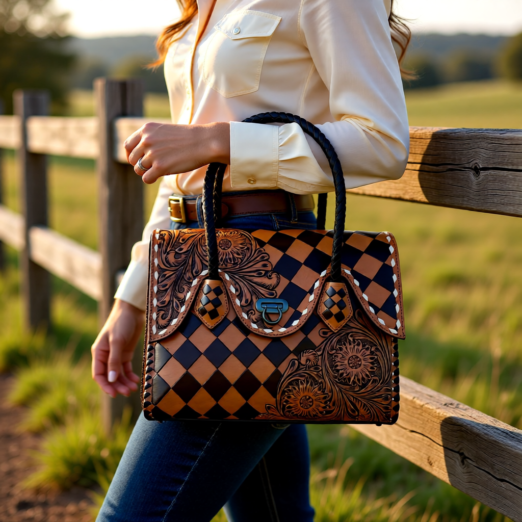 Diamond Bloom Western Satchel Handbag