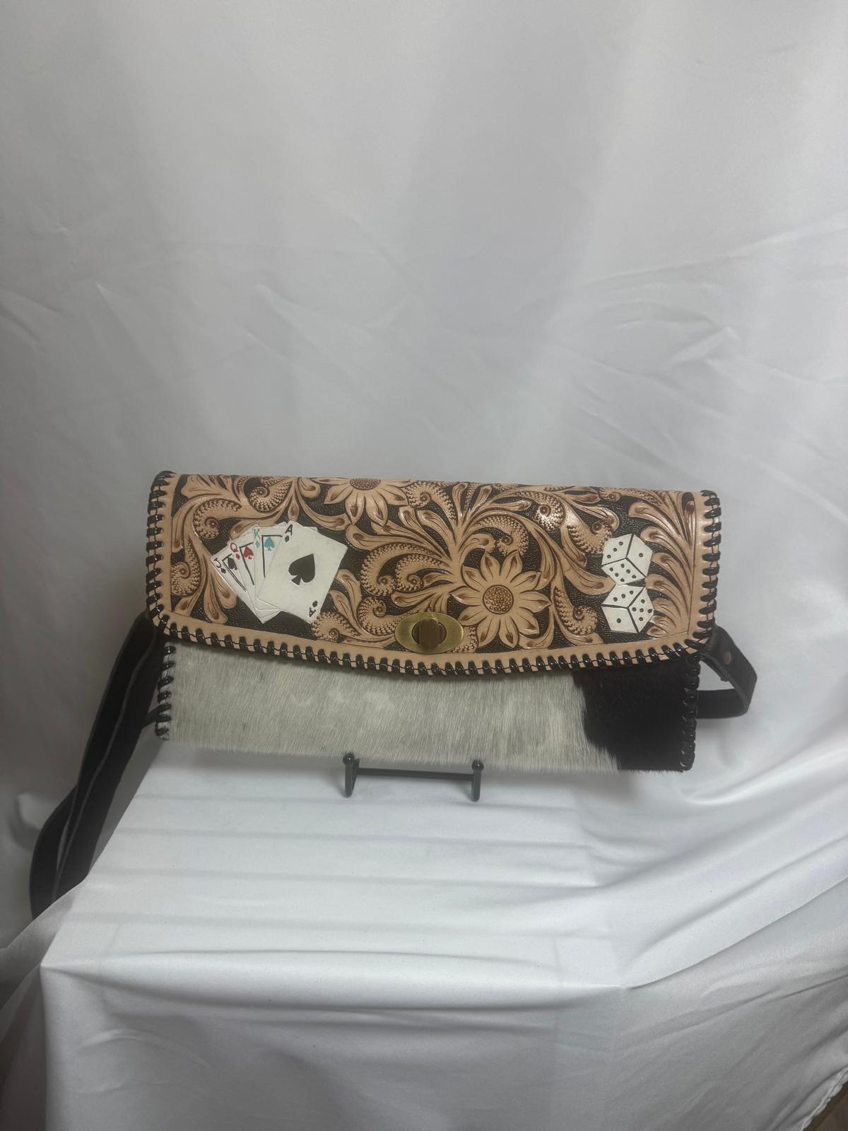 Wild Card Tooled Hide Crossbody